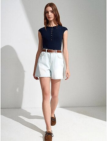 Shorts in denim a vita alta a gamba ampia dilvin