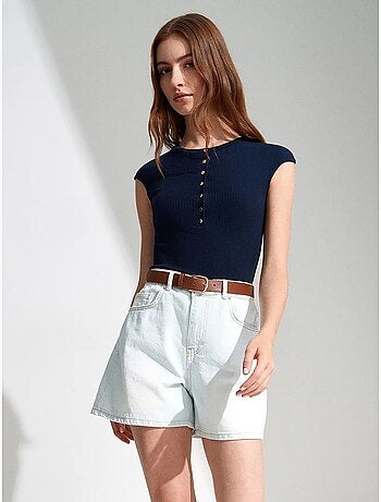 Shorts in denim a vita alta a gamba ampia dilvin