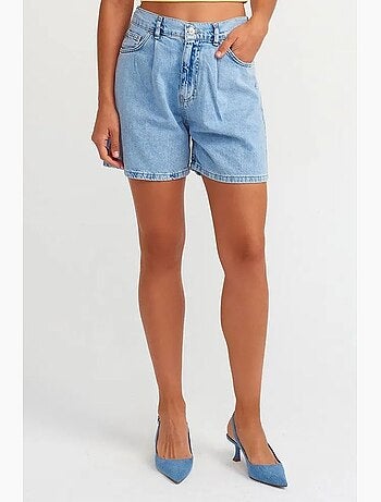 Shorts in denim a vita alta a gamba ampia dilvin