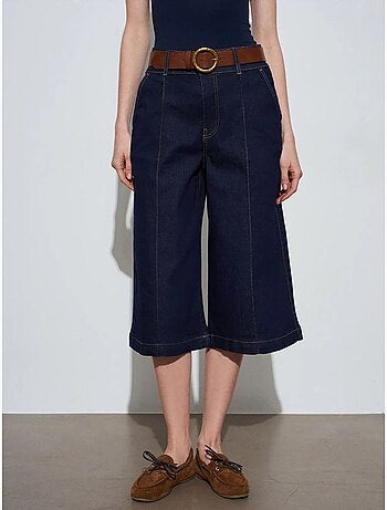 Shorts in denim a vita alta a gamba ampia dilvin