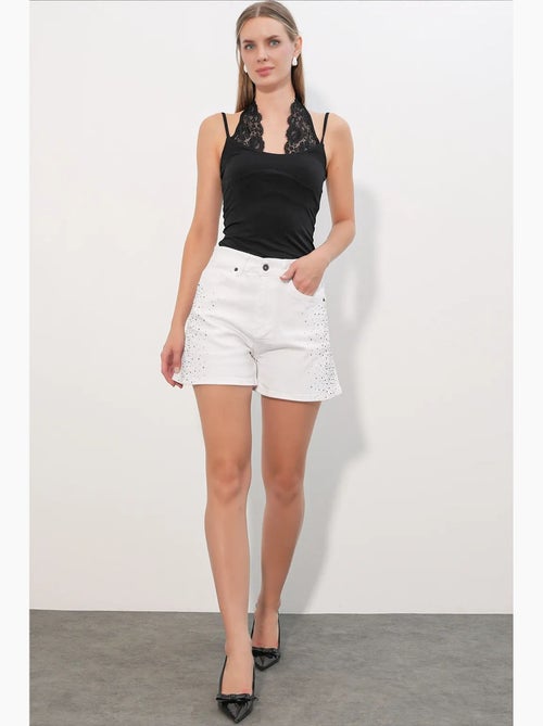 Shorts in denim a vita alta a pois con cintura bdart - Kiabi Shorts in denim a vita alta a pois con cintura bdart - Kiabi