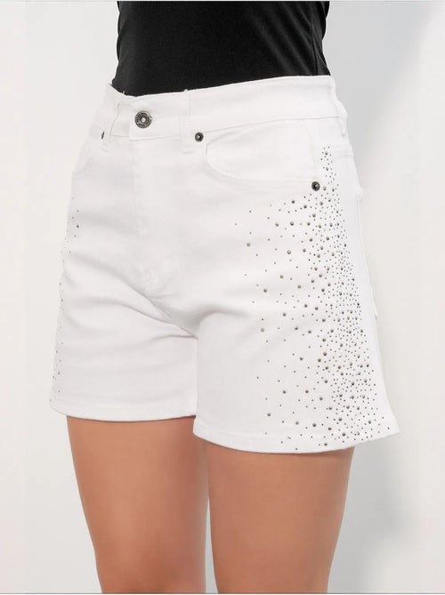 Shorts in denim a vita alta a pois con cintura bdart - Kiabi Shorts in denim a vita alta a pois con cintura bdart - Kiabi