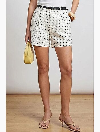 Shorts in denim a vita alta a pois con cintura bdart