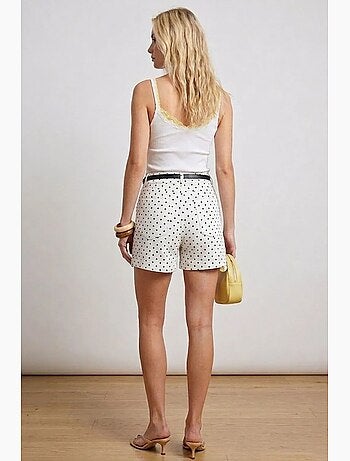 Shorts in denim a vita alta a pois con cintura bdart