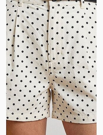 Shorts in denim a vita alta a pois con cintura bdart