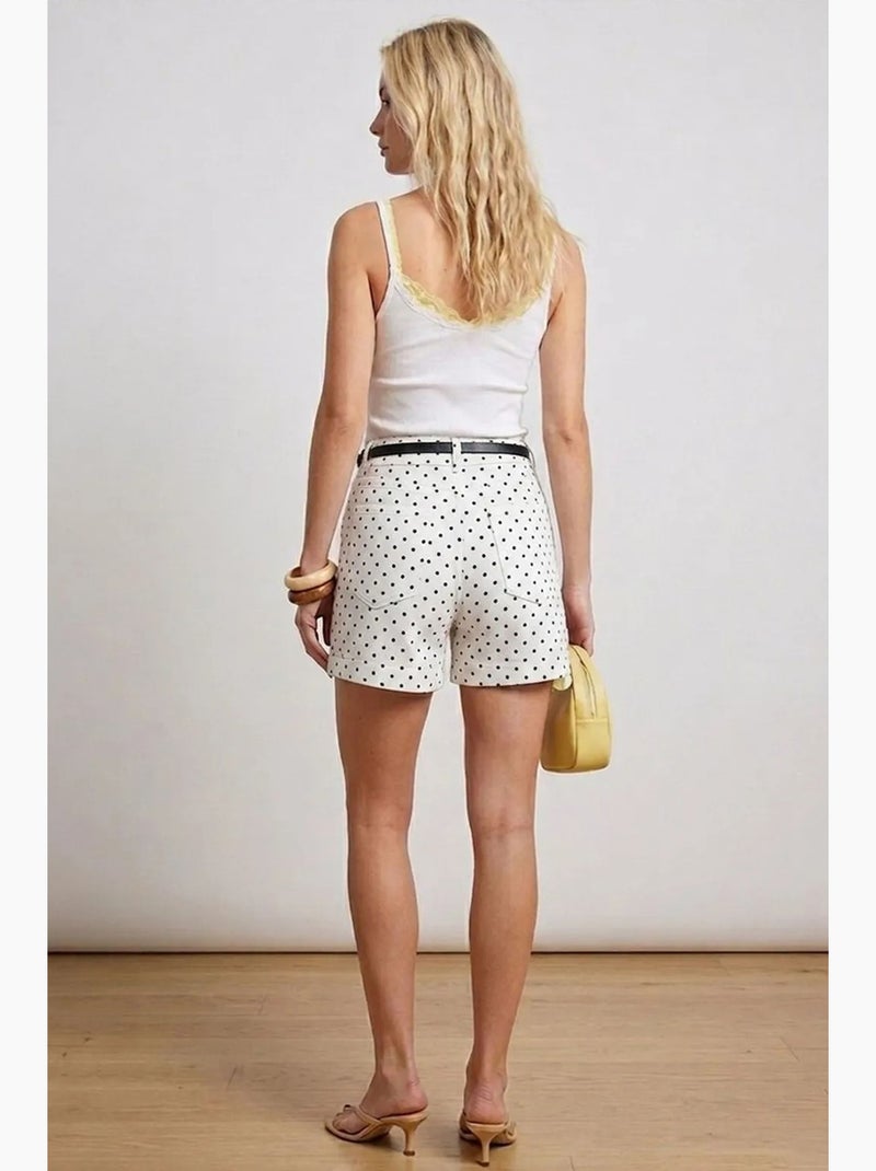 Shorts in denim a vita alta a pois con cintura bdart Bianco sporco - Kiabi