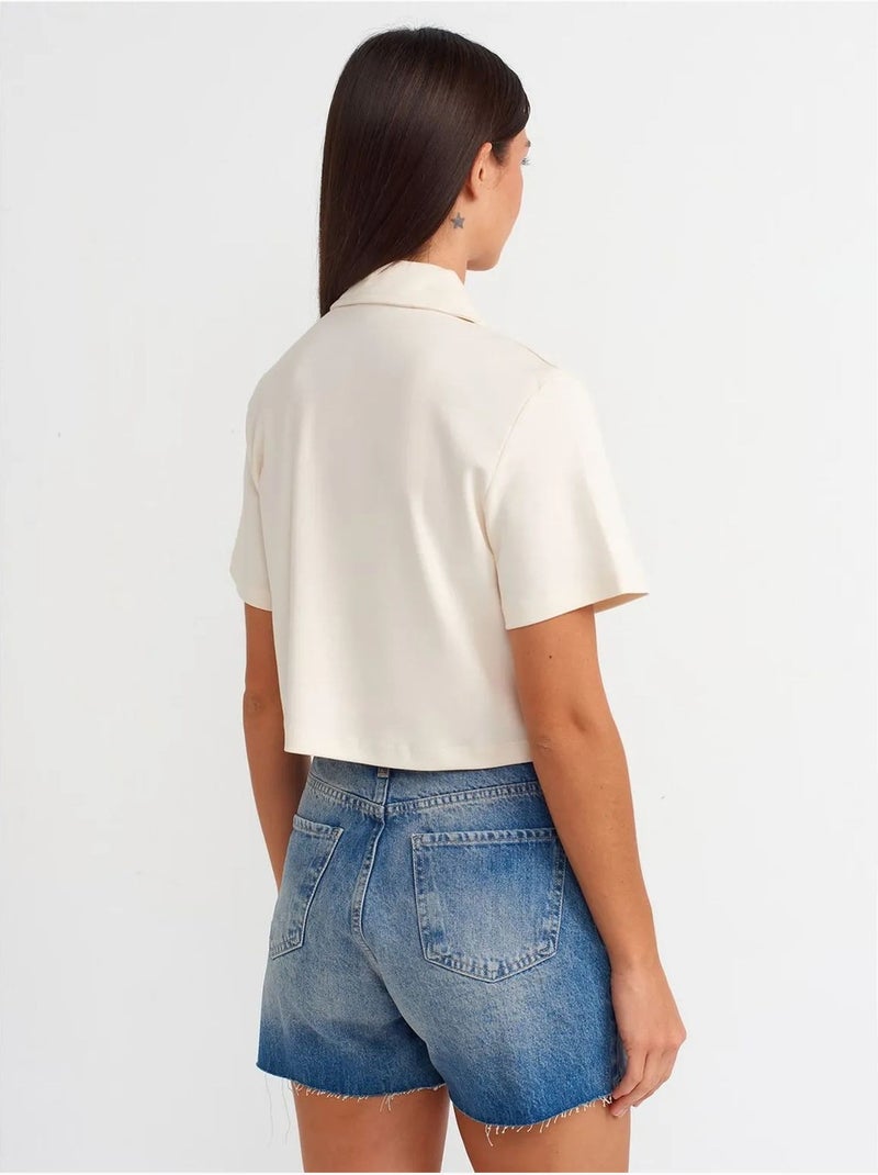 Shorts in denim a vita alta con chiusura a bottoni dilvin Blu chiaro - Kiabi