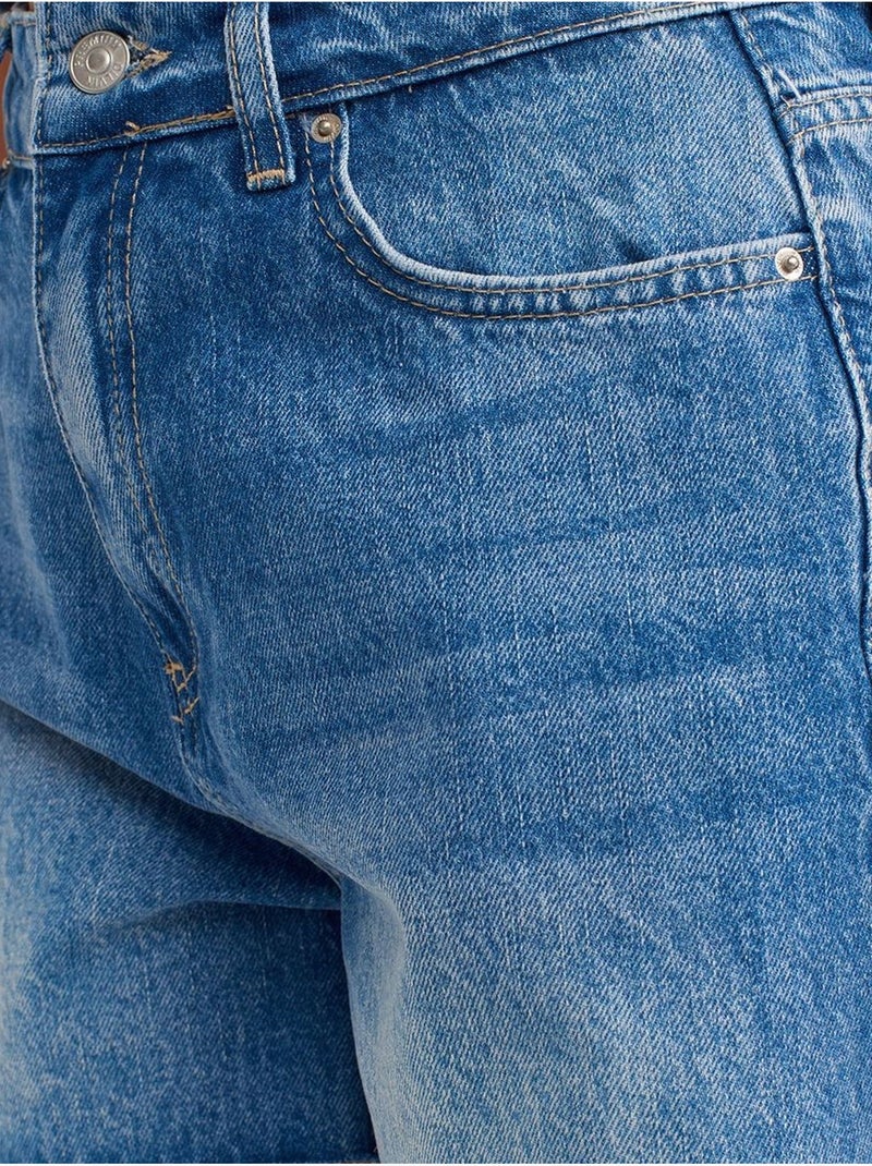 Shorts in denim a vita alta con chiusura a bottoni dilvin Blu zaffiro - Kiabi