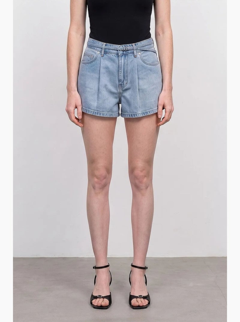 Shorts in denim a vita alta con cintura dilvin Blu chiaro - Kiabi