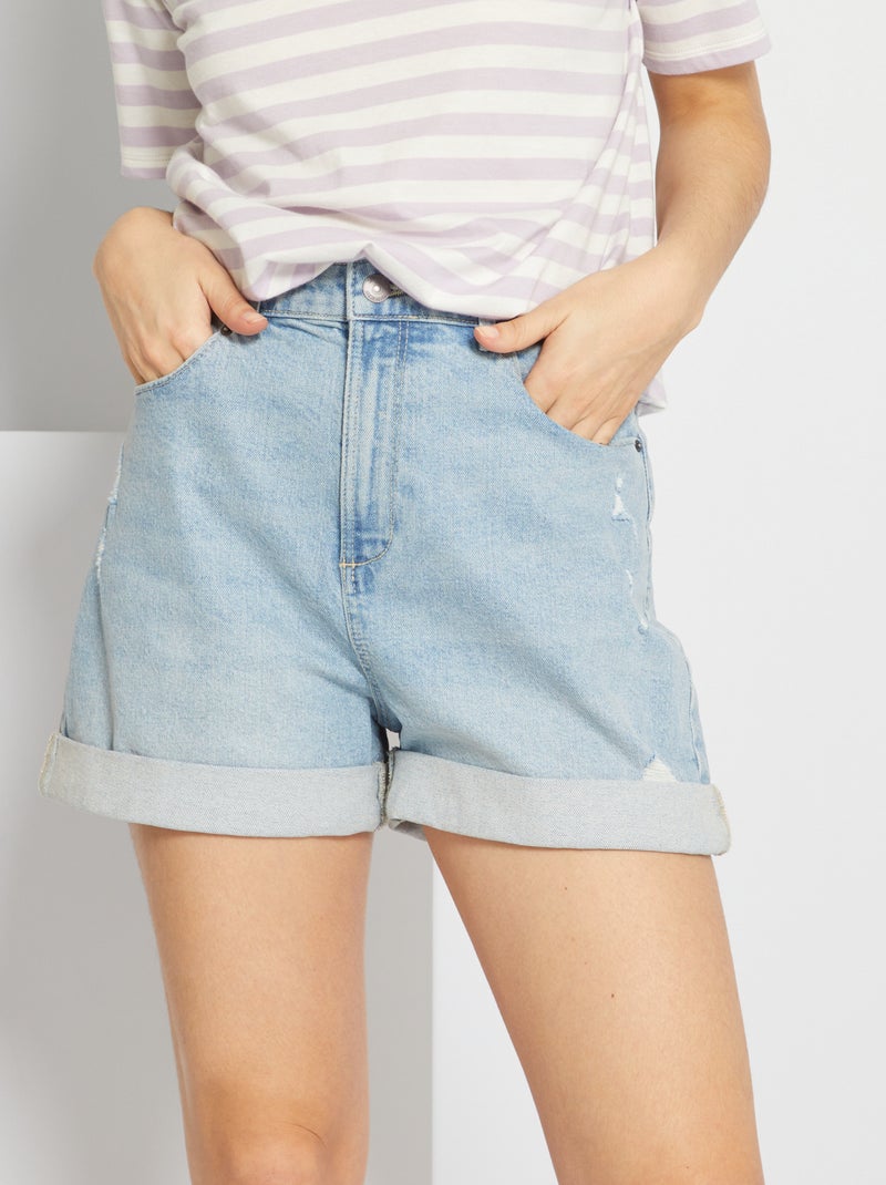 Shorts in denim con abrasioni BLU - Kiabi