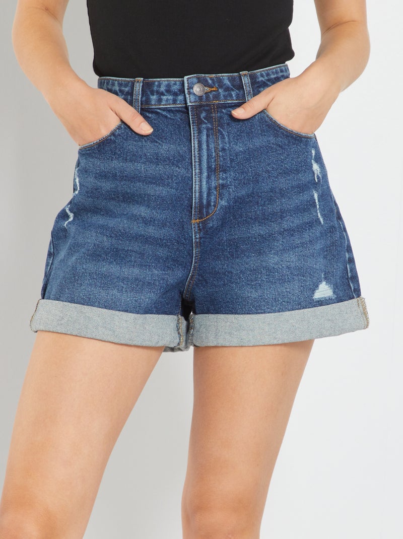Shorts in denim con abrasioni BLU - Kiabi