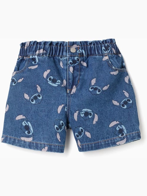 Shorts in denim con motivo stitch e vita paperbag - Kiabi