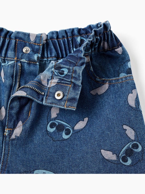 Shorts in denim con motivo stitch e vita paperbag - Kiabi