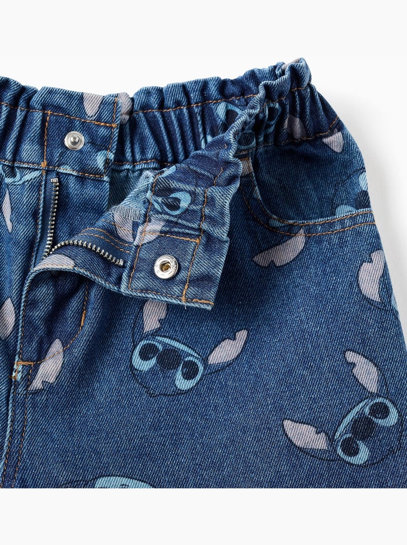 Shorts in denim con motivo stitch e vita paperbag Blu Blu - Kiabi
