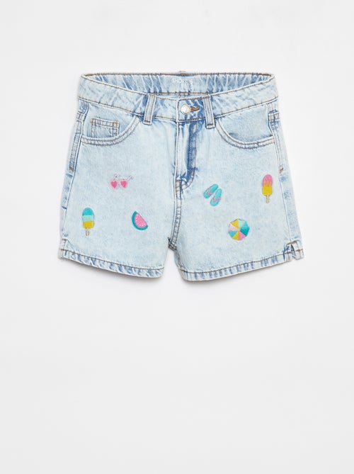 Shorts in denim con ricami - Kiabi