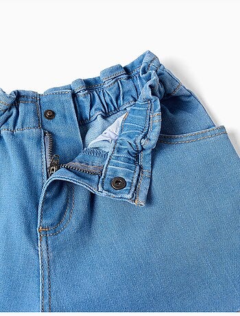 Pantaloncini in denim con vita paperbag e tasche