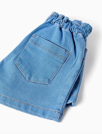 Pantaloncini in denim con vita paperbag e tasche