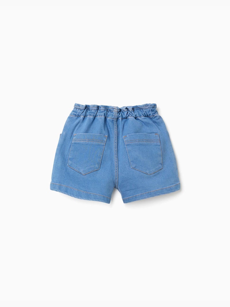 Shorts in denim con vita paperbag e tasche Blu chiaro - Kiabi