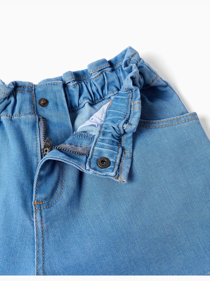 Shorts in denim con vita paperbag e tasche Blu chiaro - Kiabi