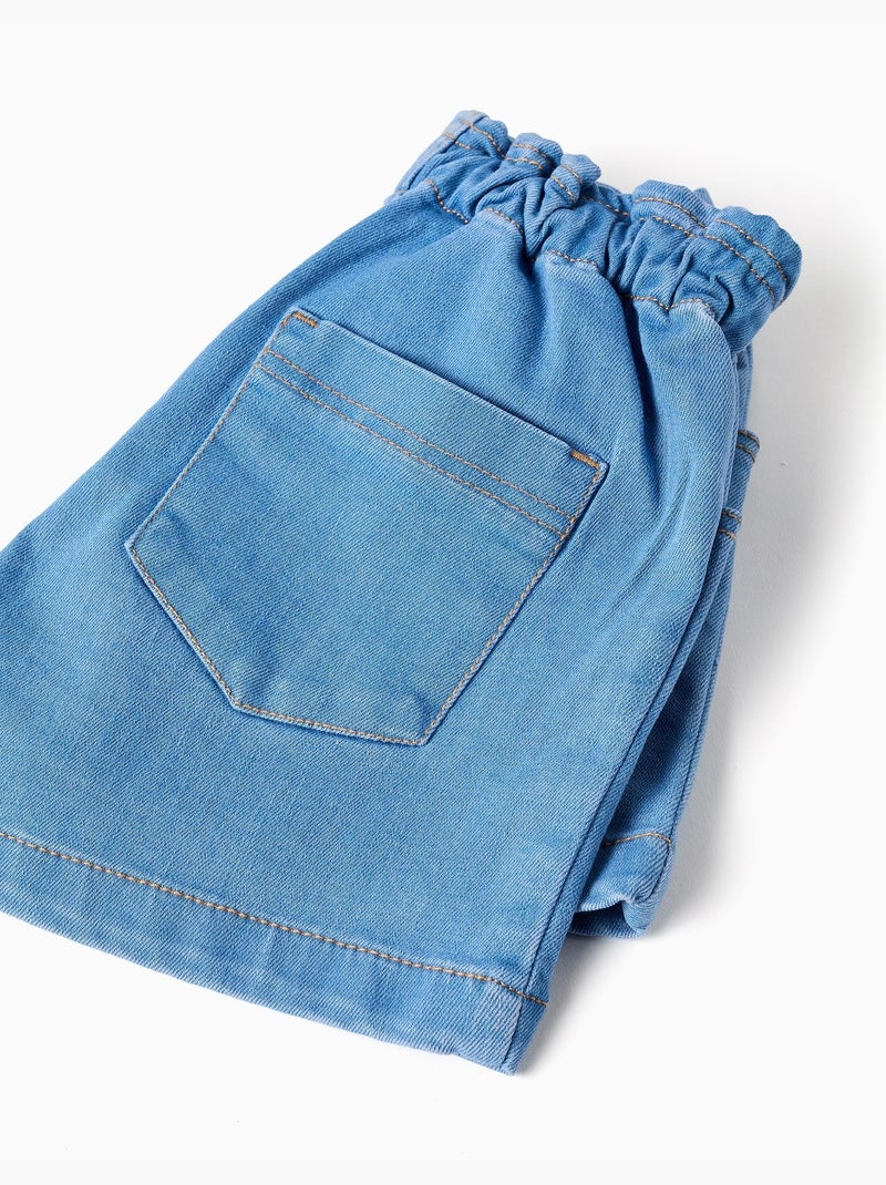 Shorts in denim con vita paperbag e tasche Blu chiaro - Kiabi