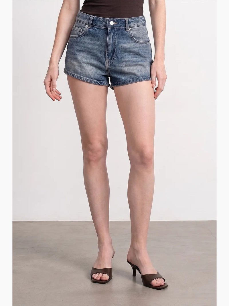 Shorts in denim di cotone a vita alta dilvin Blu zaffiro - Kiabi