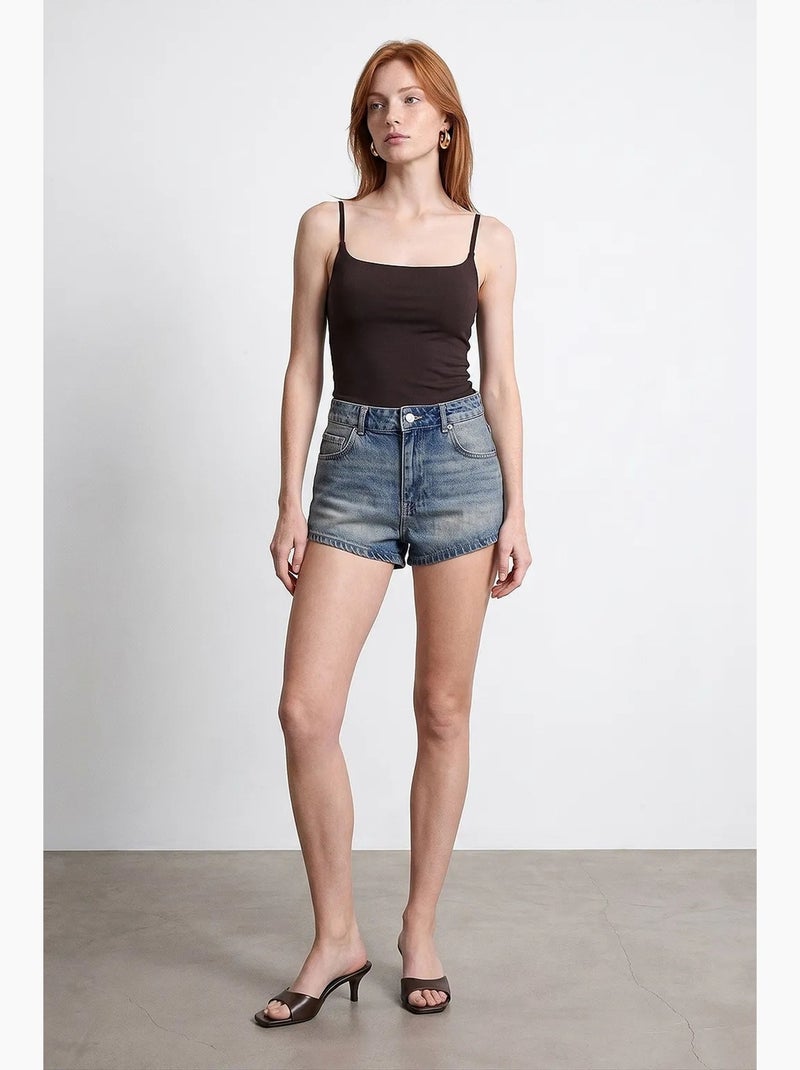 Shorts in denim di cotone a vita alta dilvin Blu zaffiro - Kiabi
