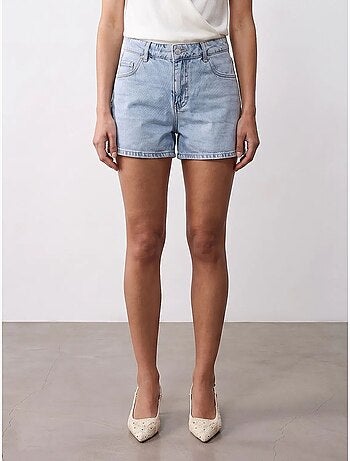 Shorts in denim di lino a vita alta dilvin