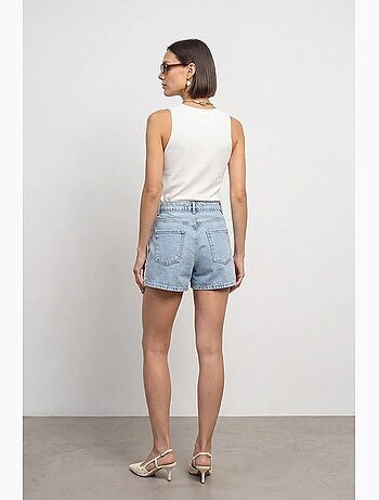 Shorts in denim di lino a vita alta dilvin