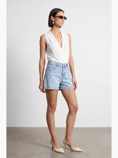 Shorts in denim di lino a vita alta dilvin - Kiabi Shorts in denim di lino a vita alta dilvin - Kiabi