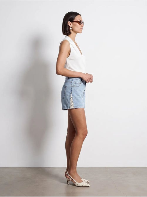 Shorts in denim di lino a vita alta dilvin - Kiabi Shorts in denim di lino a vita alta dilvin - Kiabi