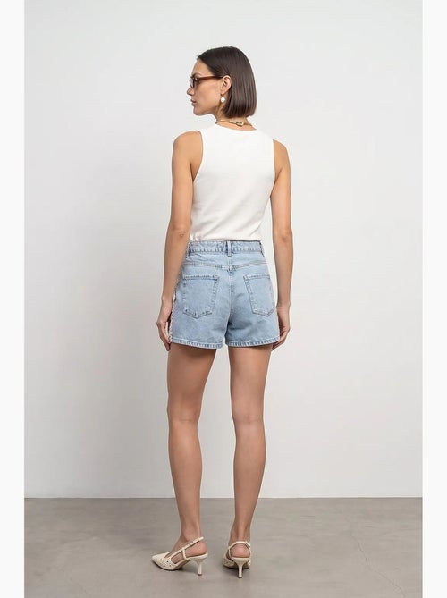 Shorts in denim di lino a vita alta dilvin - Kiabi Shorts in denim di lino a vita alta dilvin - Kiabi