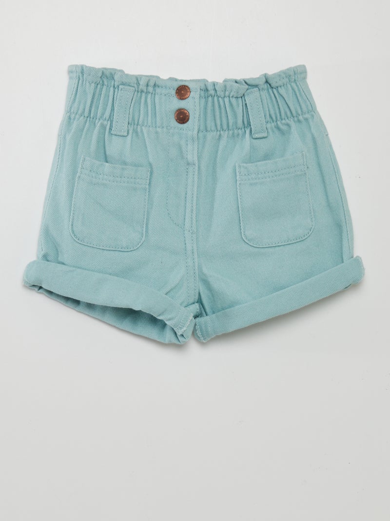 Shorts in denim effetto punto smock BLU - Kiabi