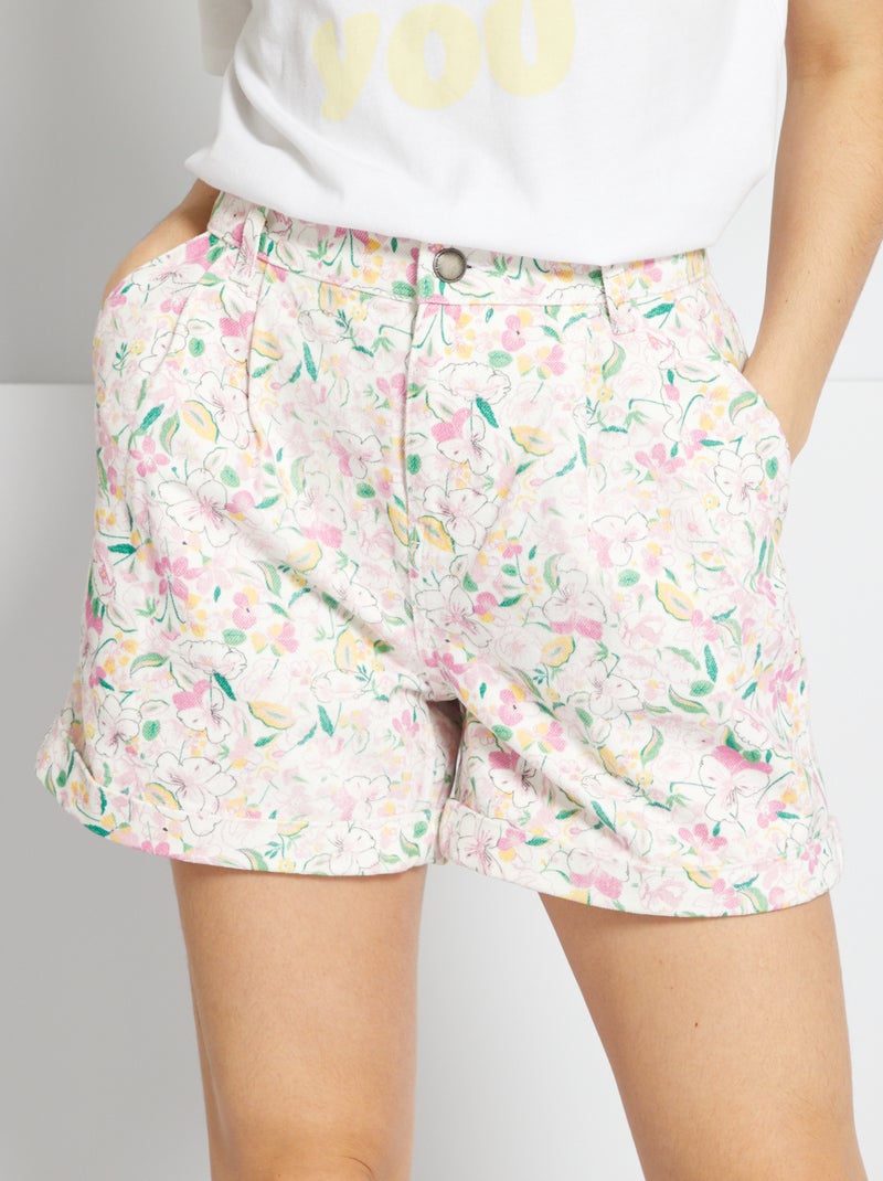 Shorts in denim floreali BIANCO - Kiabi