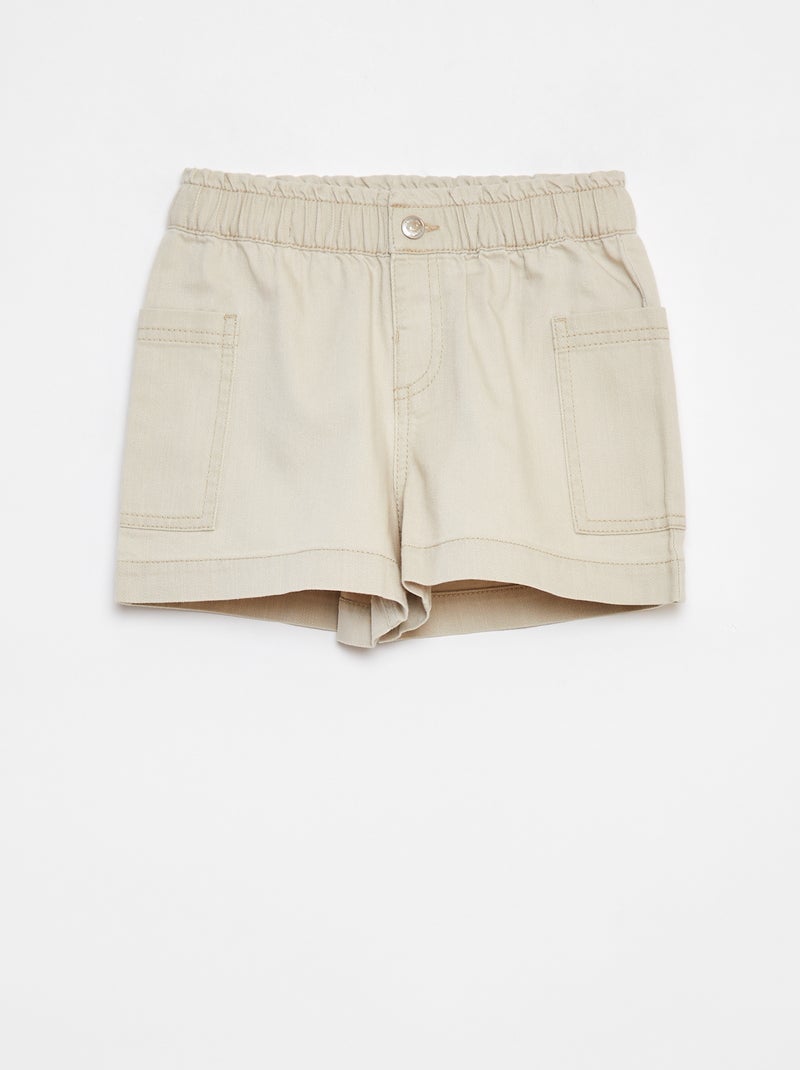 Shorts in denim tinta unita con tasche Beige - Kiabi