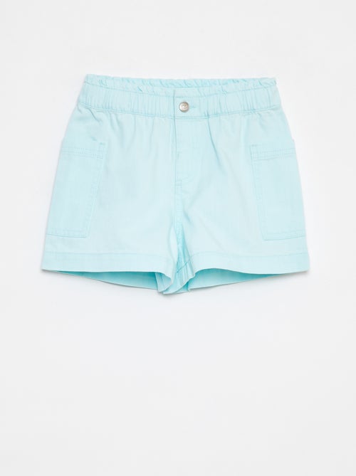 Shorts in denim tinta unita con tasche - Kiabi