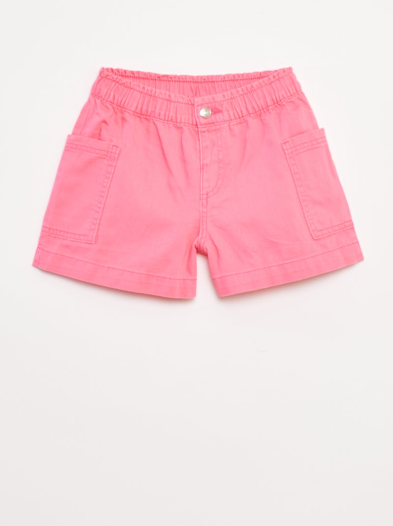 Shorts in denim tinta unita con tasche Rosa - Kiabi