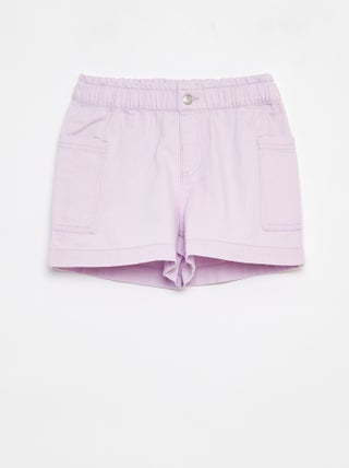 Shorts in denim tinta unita con tasche