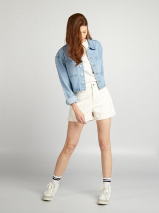 Shorts in denim vita alta