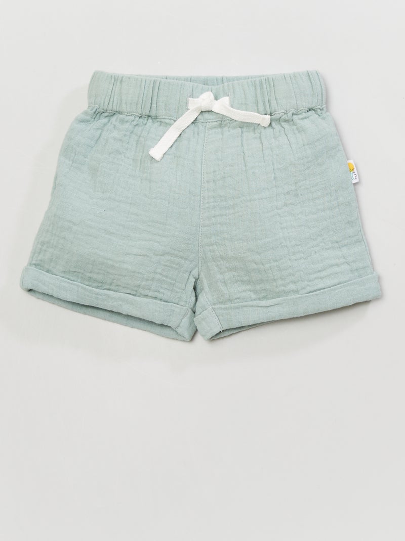 Shorts in doppia garza di cotone BLU - Kiabi