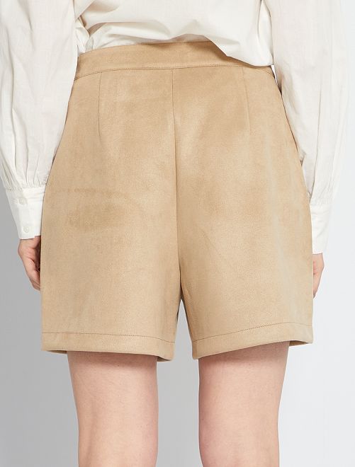 Shorts in finto camoscio - BEIGE - Kiabi - 15.00€