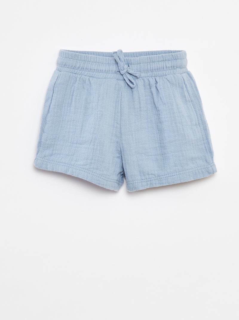 Shorts in garza di cotone Blu - Kiabi