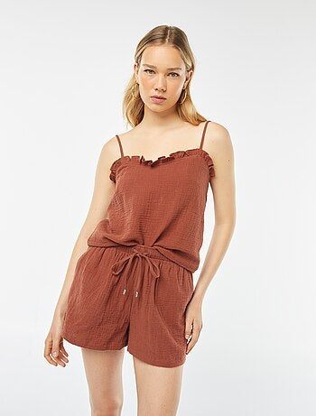 Shorts in garza di cotone