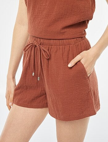 Shorts in garza di cotone