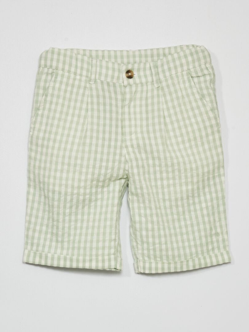 Shorts in garza di cotone VERDE - Kiabi