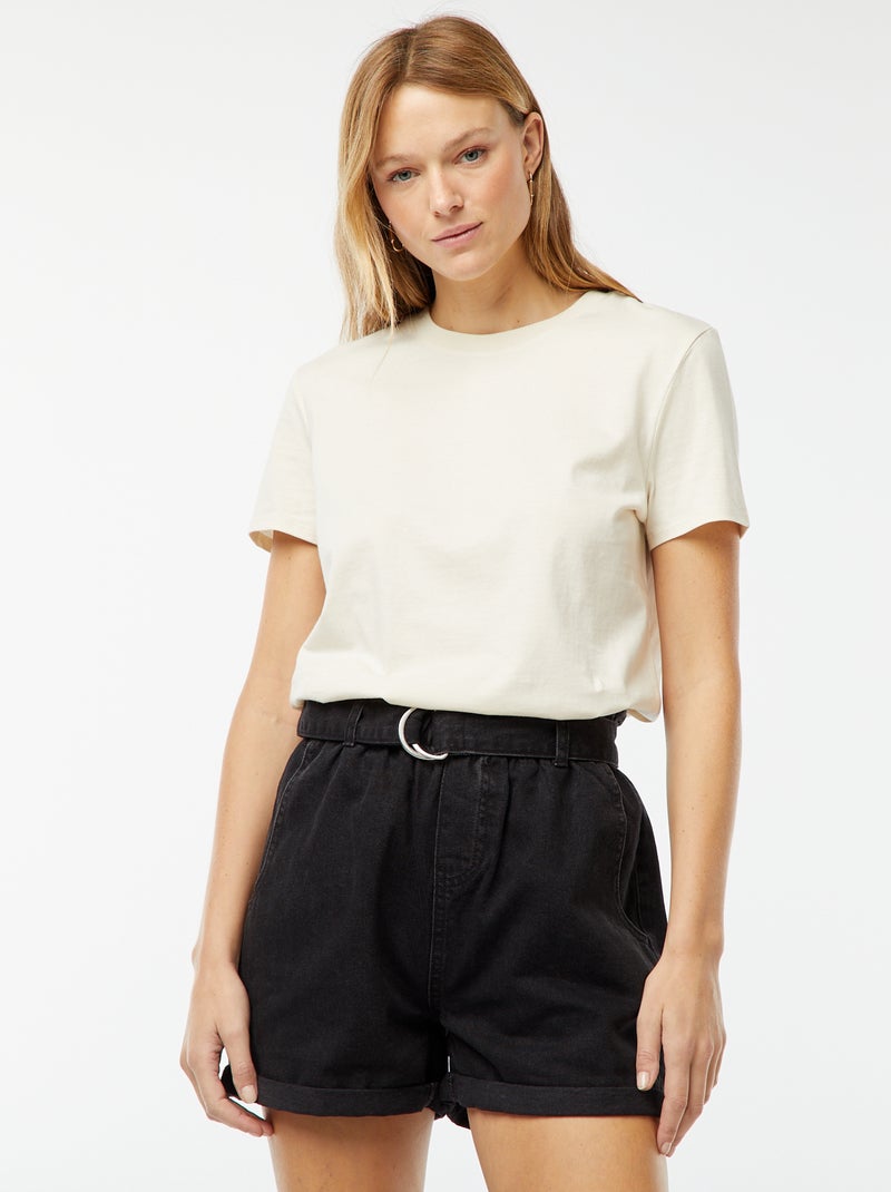 Shorts in jeans a vita alta NERO - Kiabi