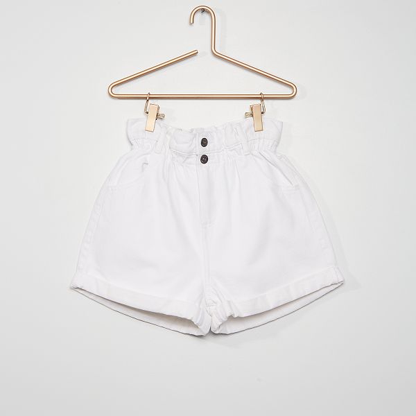 Shorts in jeans mom fit a vita alta ragazza - bianco - Kiabi - 12,00€