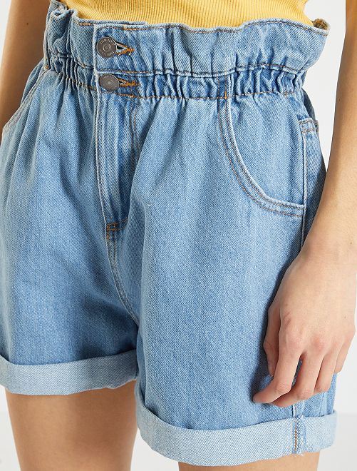 Shorts in jeans mom fit a vita alta - BLU - Kiabi - 12.00€