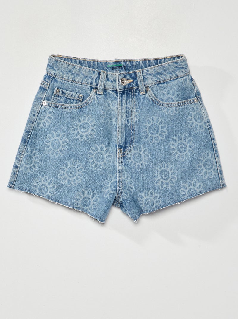 Shorts in jeans motivo 'fiori' blu - Kiabi