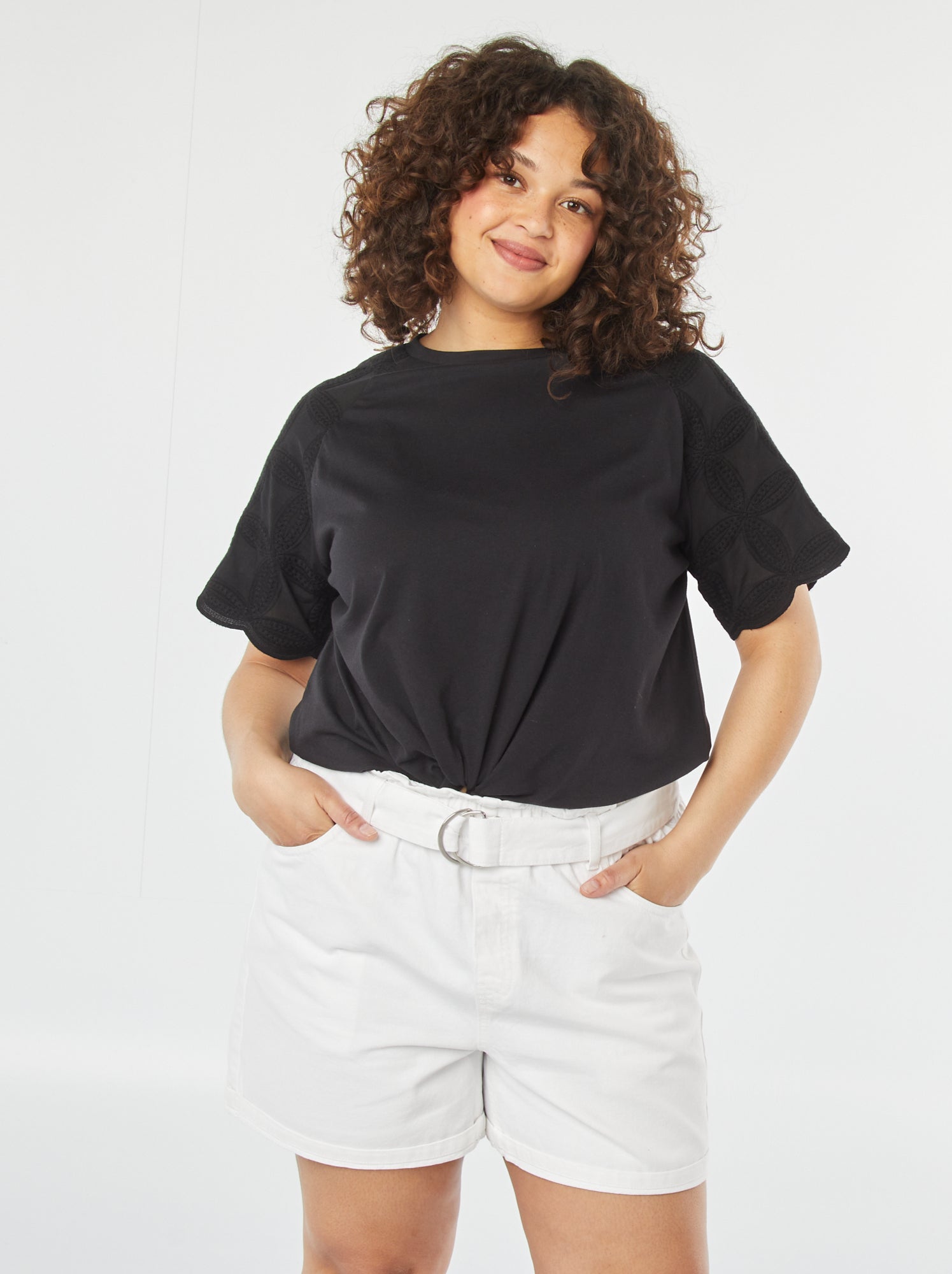 Mode 7STAR Mini Culotte Da Donna A Palazzo 3/4 – Vita Elasticizzata, Taglie Forti, Tinta Unita, Lunghezza 29 Pollici