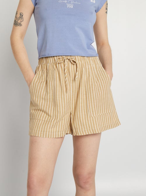 Shorts in lino a righe - Kiabi